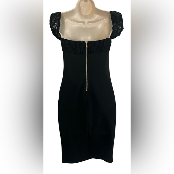 Kaylee Kollection Take Me Out Black Lace Sleeve Dress, Form Fitting Size Small. - Picture 2 of 12